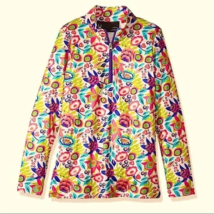 Spyder Girls Ava Long Sleeve 1/4 Zip Turtleneck Shirt Large Ditz Print XL/18 NWT - Picture 1 of 6