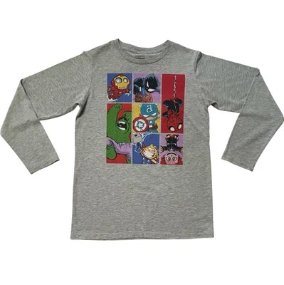Marvel Superhero Comics Grey Graphic Long Sleeve T-Shirt Boys Youth Size XL - Image 1 of 4