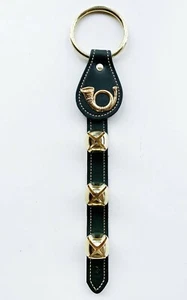 BLACK LEATHER FRENCH HORN BELL STRAP WITH BRASS PLATED BELLS - Picture 1 of 1