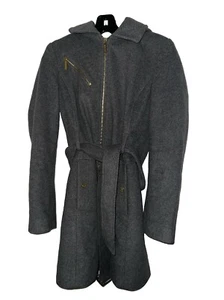 Michael Michael Kors Women’s Wool Zip Up Coat With Hoodie Grey 2 - Picture 1 of 3