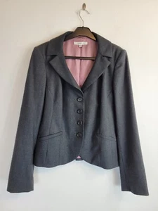 L.K. BENNETT Grey Wool Blazer Jacket Work/Office ~ Size Uk 14 Vgc - Picture 1 of 12