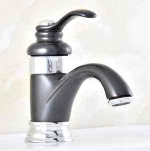 Black Chrome Single Hole Basin Hot/Cold Bathroom Wash Basin Faucet Mixer Tap - Picture 1 of 7