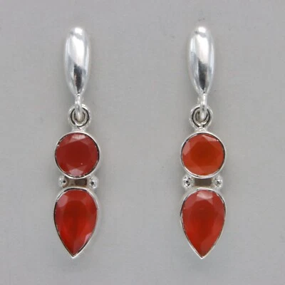 Pendientes Poste Cornelia Cornelia Lágrima Redonda Naranja PLATA ESTERLINA 925 35e Foto 1 de 4