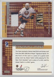 2001 ITG Be A Player Signature Series Stick and Jersey /60 Alexei Yashin #GSJ-43