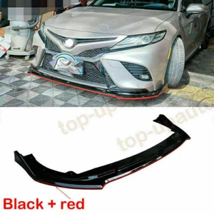 Black W/RED TRD Front Bumper Lip Spoiler Cover Trim For Toyota Camry 2018-2021 - Picture 1 of 7