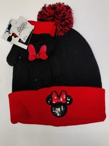 Disney Minnie Mouse Kids Beanie Hat And Gloves Set One Size - Picture 1 of 8