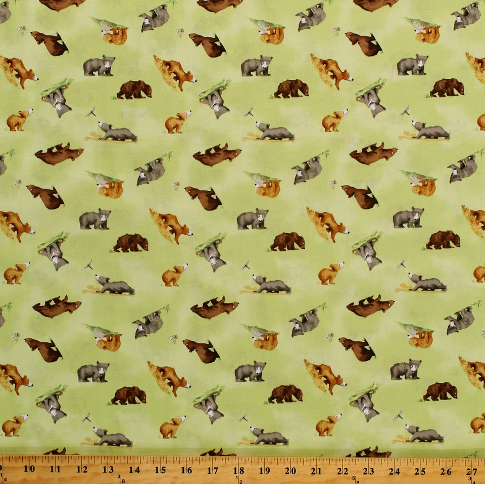 Estampado de tela de algodón verde Bears Cubs You're All My Favorites para niños por D785.29 Foto 1 de 1