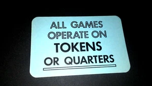 DOUBLE SIDED BLUE GAME TOKENS/QUARTERS APPROX. 2.5" X 5" NON ADHESIVE SIGN-L@@K! - Picture 1 of 2