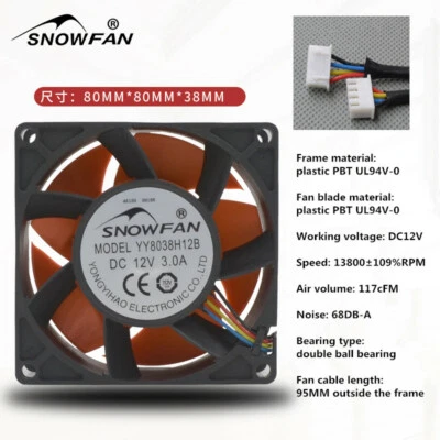 YY8038H12B 12V 3.0A 8038 33.6W 13800rpm charging pile violent waterproof fan - Image 1 of 4