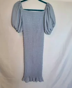The Vivenne Dress Smocked Maternity Dress Light Blue Womens S Ruched Bump City - Picture 1 of 12