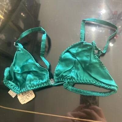 Sujetador de seda Victoria’s Secret vintage años 90 verde esmeralda mediano nuevo con etiquetas Hong Kong Foto 1 de 4