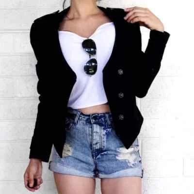 NWOT William Rast Black Cropped Military Jacket Size Medium - Image 1 of 4