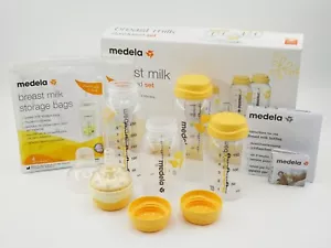 Juego de almacenamiento y alimentación de leche materna Medela 1x tetina de calma 4 botellas 8 bolsas de almacenamiento nuevo - Imagen 1 de 7