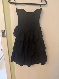 Black silk strapless fit and flare Topshop mini dress - Picture 1 of 8