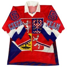 Vintage 00s Colourful Czech Republic National Team Ice Hockey Fan Jersey XXL