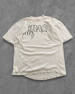 Vintage 90s F**k Iraq Middle Finger Political T-shirt Funny George Bush L Cotton