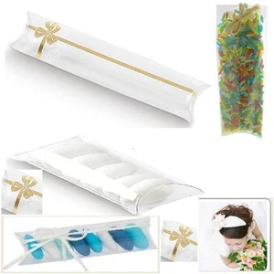 N.10 TUBO TRASPARENTE per RISO o PORTA CONFETTI con FIOCCO ORO mm.100x38 5230 - Picture 1 of 1