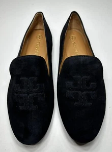 Tory Burch Womens Ruby Smoking Slippers Black Suede Womens Size 8M - Picture 1 of 11