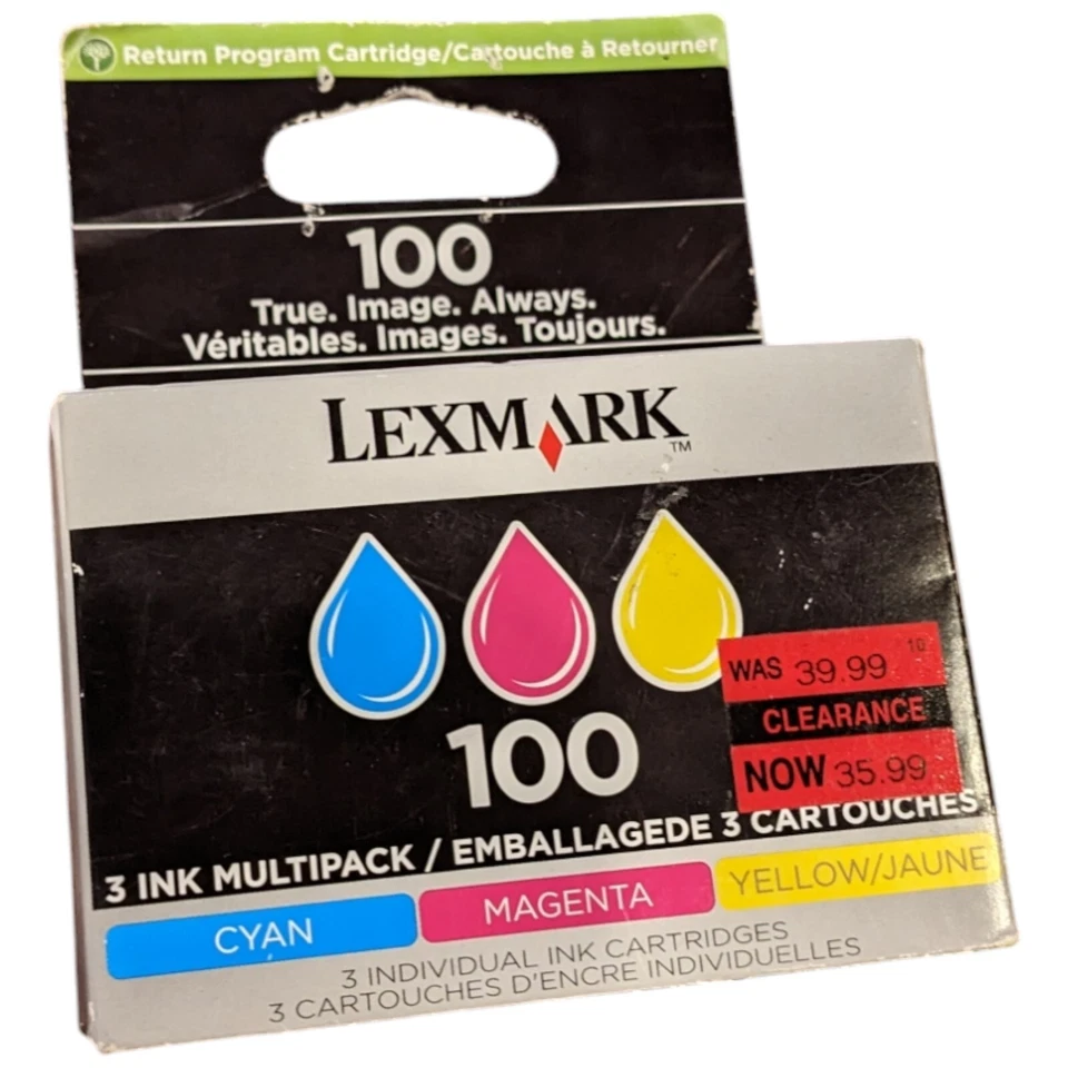 Lexmark 100 Tri Color Cyan Magenta Yellow Cartridge for Inkjet Printers - Image 1 of 4