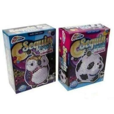 Piggy Bank Money Savings Box Coin Bank Create Decorate Your Own Sequin Owl Dog - Image 1 of 4