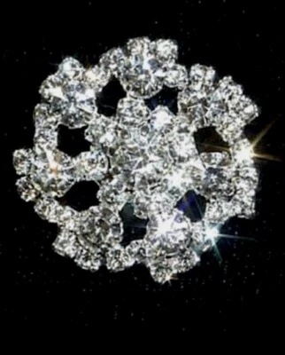 Rhinestone Crystal Silver Shank Button With Hole Sewing Crafts Flower Shaped - Image 1 of 4