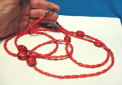 COLLAR PEYOTE PÁJARO PLATA ESTERLINA CORAL IMPERIO LONGITUD 60 PULGADAS 74 GRAMOS Foto 1 de 3