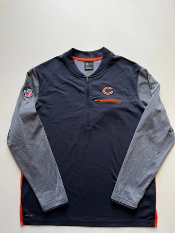 Nike Chicago Bears Sweatshirt Mens Large Blue Dri-Fit 1/4 Zip Pullover NCAA Logo Cover