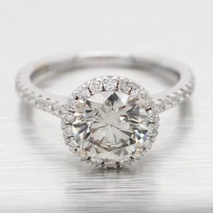 GIA 1.81ct Gray Diamond CVD Lab-Created Halo Engagement Ring - 14k White Gold - Picture 1 of 9