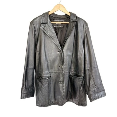 Chaqueta Blazer Avenue Leather Collection Negra Mujer Talla 22/24 Detalle Puntada Foto 1 de 4