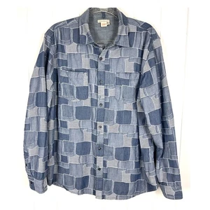 Carbon2Cobalt Denim Patchwork Herren Buttondown Langarm Hemd Größe Large - Bild 1 von 5