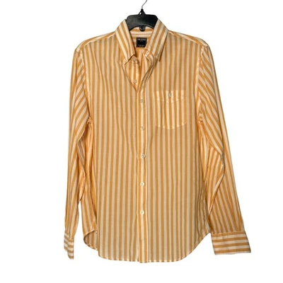 Camisa favorita Todd Snyder listra laranja peso verão botão para baixo - Pequena - Imagem 1 de 4