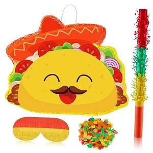 Taco Piñata Party Decorations Mexican Cinco De Mayo Fiesta with Piñata Stick - Picture 1 of 7