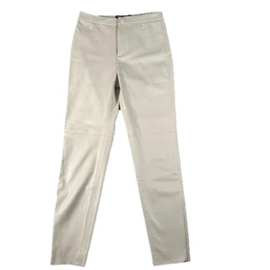 Zara Faux Leather Pants Womens Medium Ivory Modern City Classic Festival - Picture 1 of 7