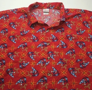 VTG Large Mickey Hawaiian Shirt Red Disney Store AOP Aloha Surf Paradise Island - Picture 1 of 5