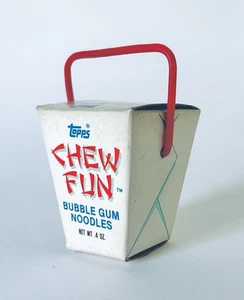 Vintage 1985 Topps CHEW FUN Bubble Gum Container 2.25” Chinese Take Out Candy - Picture 1 of 3