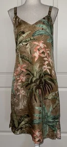 Splendido abito Tommy Bahama 100% seta palma floreale fronte taglia 8 - Foto 1 di 4
