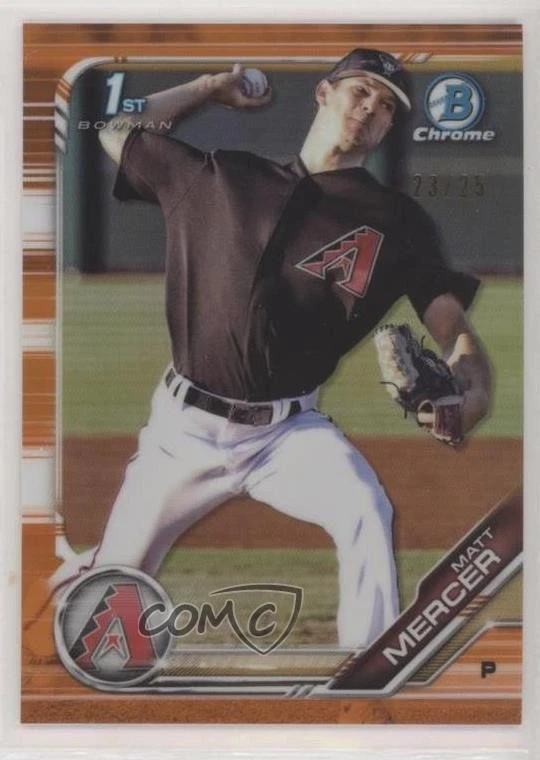 2019 Bowman Chrome Prospects Orange Refractor /25 Matt Mercer #BCP-120 - Image 1 of 2