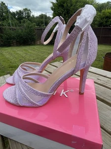 Scarpe Allegra K cinturino glitter viola UK 6,5 tacco splendida festa di matrimonio - Foto 1 di 4