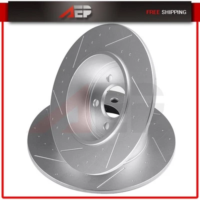 2 * Rear Slotted Brake Rotors Discs For Dodge Challenger Chrysler 300 3.6L 6.4L - Image 1 of 4