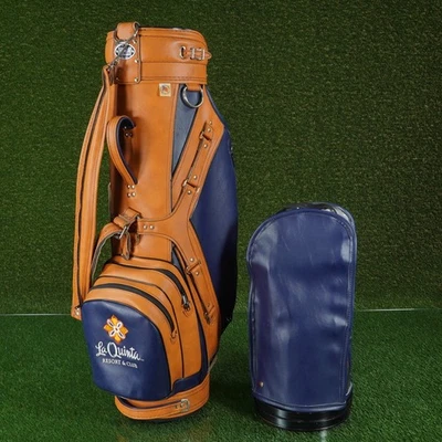 BOLSA DE GOLFE MODELO PRO VINTAGE MILLER, MARROM/AZUL LA QUINTA RESORT & CLUB LOGOTIPO, UAU! - Imagem 1 de 4