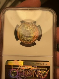 RAINBOW TONED 1949-D MS67+ NGC WASHINGTON QUARTER - Picture 1 of 3