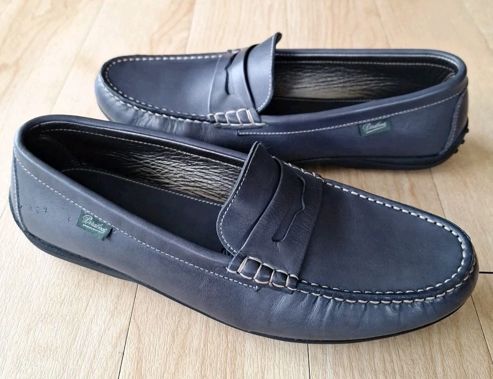 Paraboot Corvette Navy Blue Leather Loafer Style Flats Woman Size