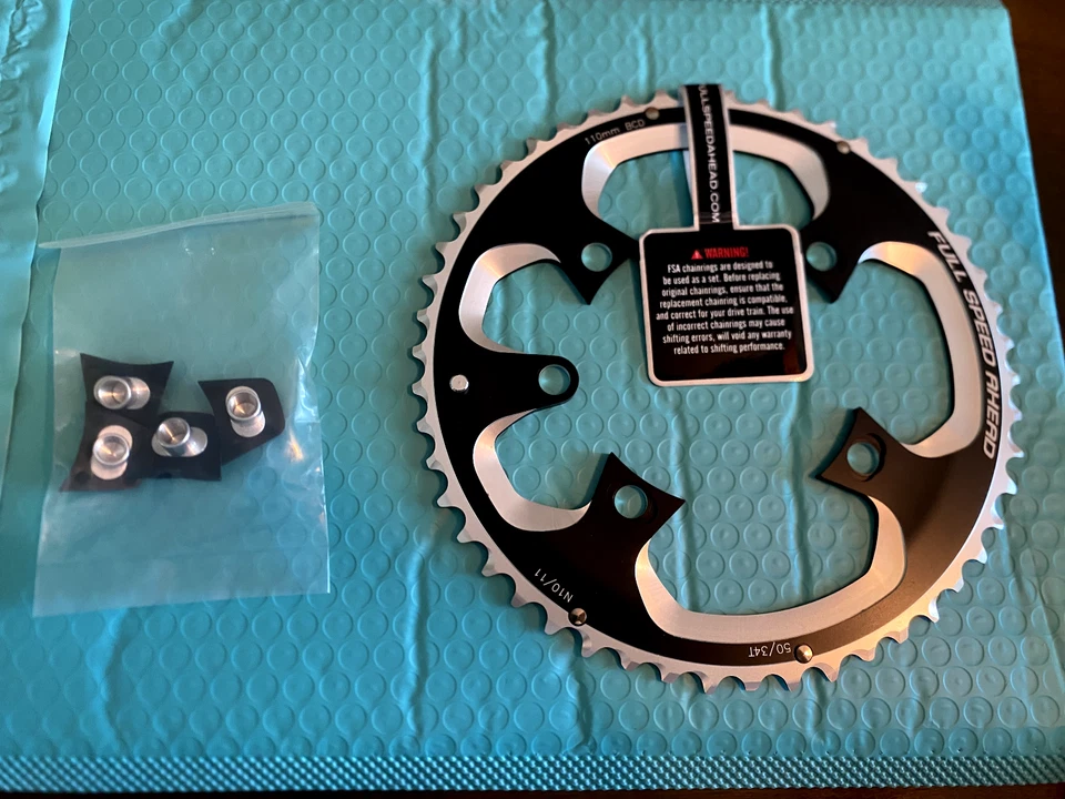 Chainring FSA 110BCD 50T Abs 10/11S Bk 4 Bolt 5H- use with V1 hidden bolt cranks - Image 1 of 2