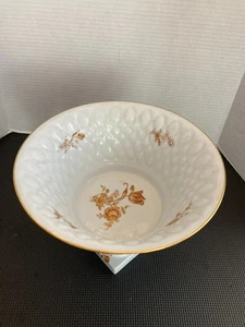 ROYAL LIMOGES FRANCE BASKETWEAVE WHITE GOLD FRUIT BOWL COMPOT - Picture 1 of 10
