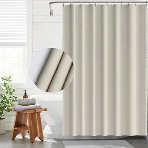 Waterproof Bathroom Curtains with 12 Hooks, 71" x 71", Beige - Picture 1 of 4