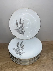 Lot 8 Assiettes Porcelaine D’Aquitaine Emaux Limoges Motifs Nature Blé Vintage - Picture 1 of 3