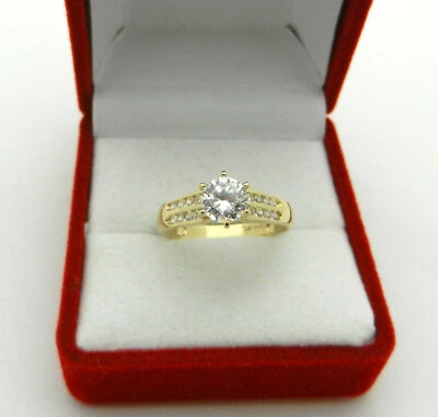 Engagement Solid 14k Yellow Gold CZ 0.75ct Ring with Accent 2.8gr size 6.5 - Image 1 of 4
