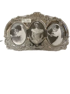 Picture Frame MIKASA Princess Triple Frosted Crystal Glass 3.5x4.5” Oval Wedding - Picture 1 of 11