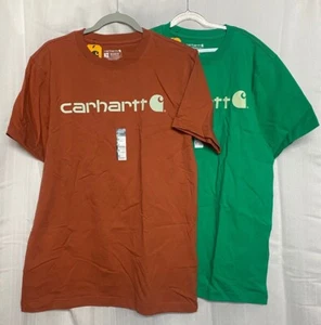 Carhartt Men's Loose Fit Heavy Weight Logo T-Shirt Small Green or Orange - Picture 1 of 15
