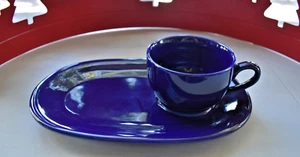 LUNCHEON PLATE (8X12) Soup Mug Combo COBALT BLUE Stoneware - Picture 1 of 7